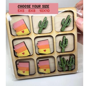 Laser Cut Arizona Cactus Wooden Tic Tac Toe Game, Family Fun