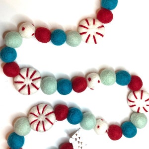 Peppermint ball garland , candyland garland, Christmas garland, Christmas decor, mint Christmas garland, peppermint garland, whoville decor