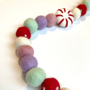 Nutcracker felt ball garland, sugarplum fairy garland, Christmas garland, Nutcracker party, sugarplum fairy party, peppermint garland