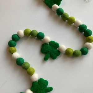 St Patrick's day felt ball garland, spring felt ball, felt ball garland, spring garland, St Patrick's garland, St Patty's, shamrock garland