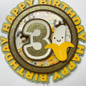 3D Banana Shaker Cake Topper, Ice Cream Sundae Party Decor, Little Monkey Birthday, Tutti Frutti Celebration, Jungle Kids Confetti Topper