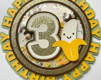 3D Banana Shaker Cake Topper, Ice Cream Sundae Party Decor, Little Monkey Birthday, Tutti Frutti Celebration, Jungle Kids Confetti Topper