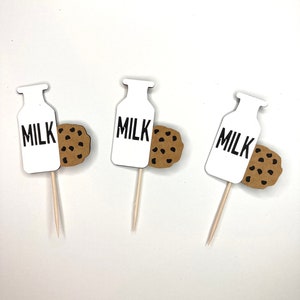 Milk and Cookies Cupcake Toppers, Cookie Baby Shower, Milk and cookie party, cookies and milk, cookie decorations, one smart cookie picks