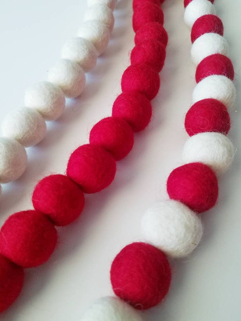 2cm Felt Ball Garland Christmas Garland White Garland Red Etsy