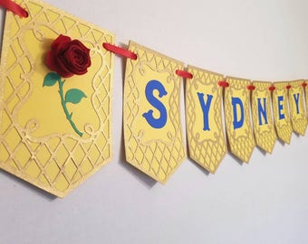 Enchanted rose banner, beauty banner, beauty party, enchanted party, enchanted rose decoration, princess party, princess decorations, belle