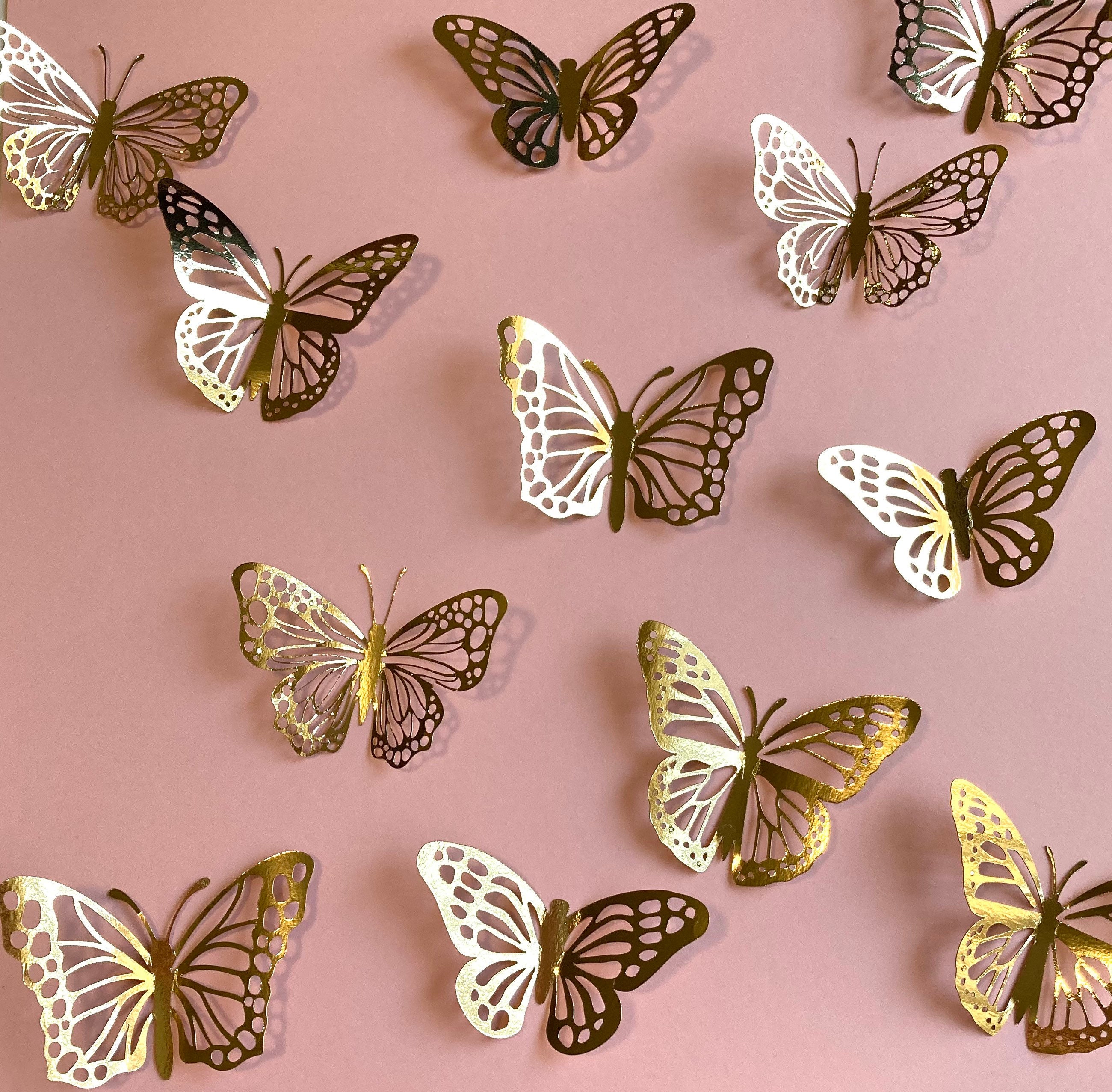 Paper Butterfly Cupcake Toppers Gold Foil Butterflies Fairy Etsy