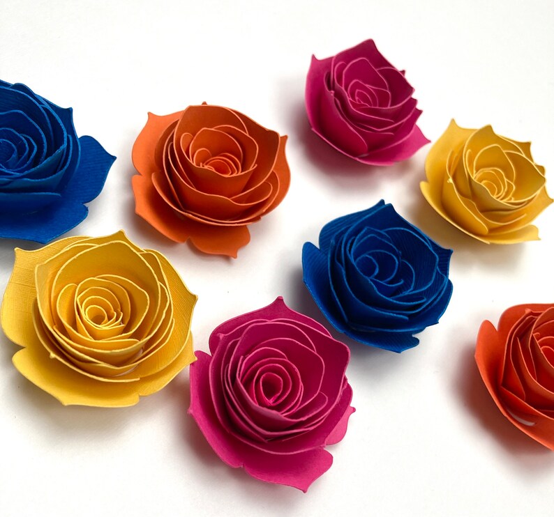 Rolled Paper Roses Pink 1.5 Inch Rolled Paper Roses for DIY Projects, Garden Party Decorations ...