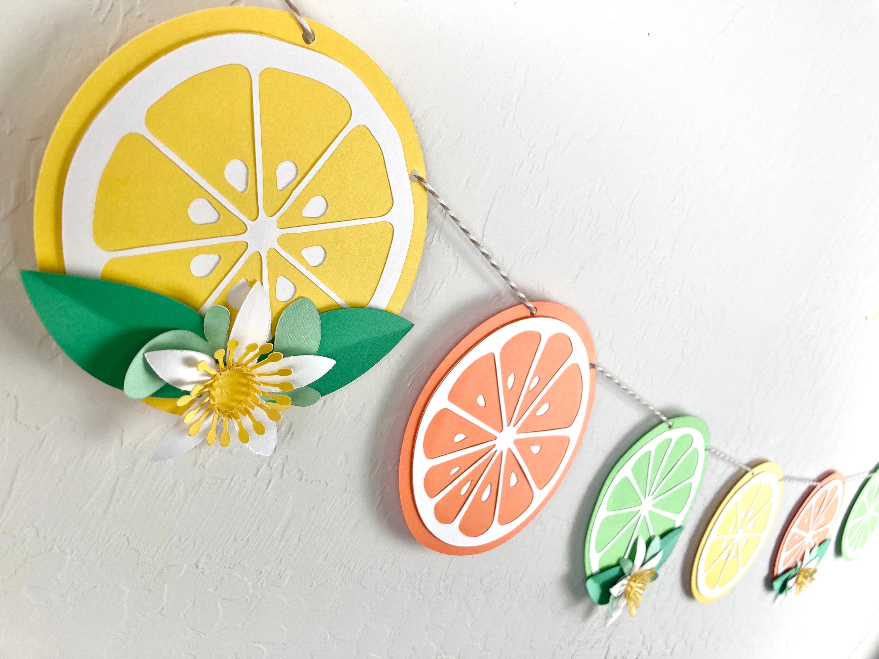 Citrus Banner Wall Decoration, Lemon Orange and Lime Floral
