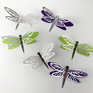 Layered Paper Dragonfly Cupcake Toppers, Silver Foil Dragonflies, Fairy Party Decorations, Woodland Cupcakes, Girls Wall Decor, Wedding