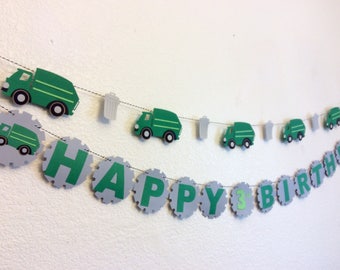 garbage truck banner, garbage truck Birthday, trash truck, trash truck Birthday, garbage thank you tag, garbage Garland, garbage cupcake