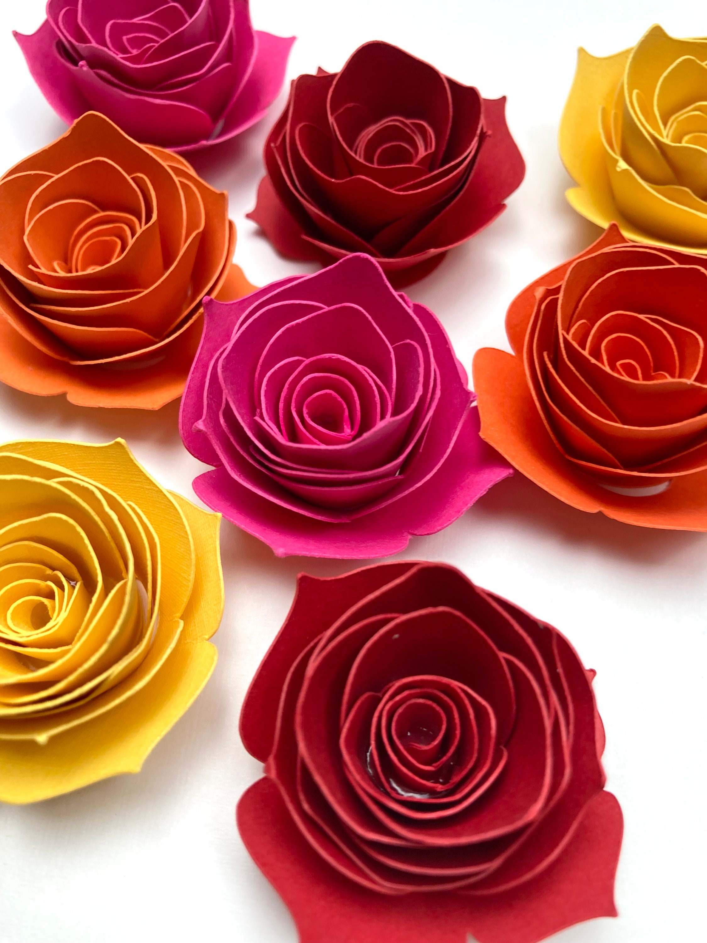 Rolled Paper Roses Pink 1.5 Inch Rolled Paper Roses for DIY Projects, Garden Party Decorations ...