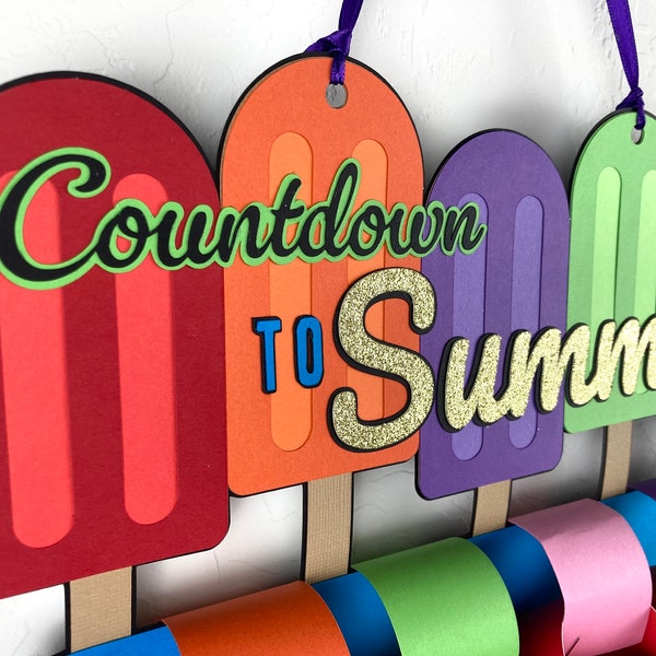 Countdown the last days of school until summer vacation, Countdown calendar, Days till end of school, Teacher gift, Classroom decoration