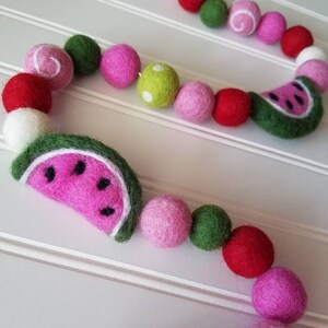 Watermelon felt ball garland, watermelon felt, one in a melon party, watermelon decor, watermelon banner, tutti frutti party, twotti frutti