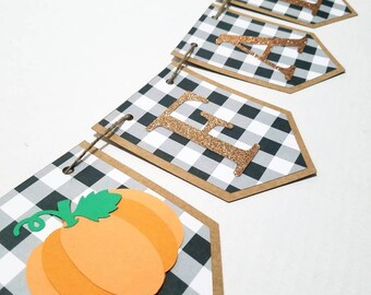 Fall banner, pumpkin banner, plaid fall banner, plaid fall decor, Thanksgiving banner, plaid Thanksgiving decor, rustic plaid banner, fall
