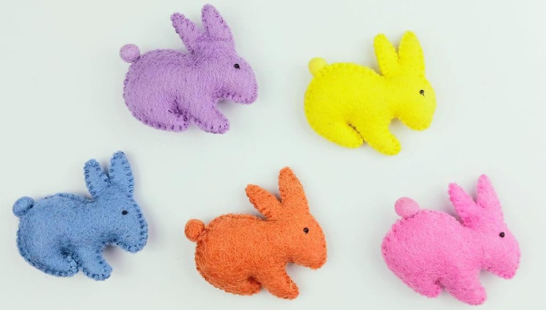 Felt Easter Bunnies, Stitched Rabbits, Felt Garland Supplies, Rabbit ...