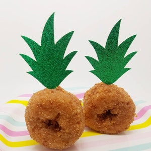 Pineapple picks, pineapple donut topper, pineapple cupcake toppers, mini pineapple toppers, pineapple party, luau cupcakes, tutti fruity