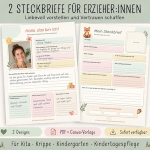 Perfil de un educador, plantillas editables de Canva y PDF para guarderías, jardines de infancia, centros infantiles y cuidadores de niños; perfil de pasantes.