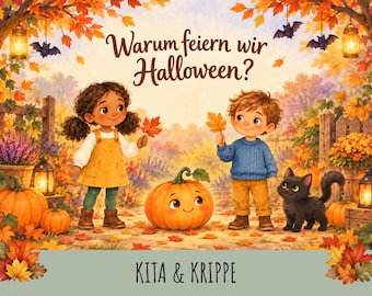 Cuento de Halloween de Kamishibai para niños, tarjetas ilustradas y textos de lectura para guardería, jardín de infancia y círculo matutino, PDF imprimible