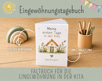 Diario de adaptación para guardería (PDF), plantilla de mini libro plegable para niños (A4), período de adaptación para jardín de infancia/guardería, materiales imprimibles para educadores