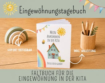 Diario de adaptación al jardín de infancia (PDF), plantilla de mini libro plegable para niños (A4), período de adaptación en la guardería, materiales imprimibles para educadores