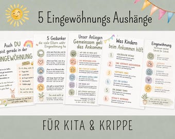 Eingewöhnung Kita PDF, Kindergarten Eingewöhnungs Aushänge& Mappen Materia, Krippe Erzieher Material, Eingewöhnungsposter für die Eltern
