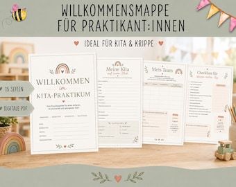 Willkommensmappe Praktikant Kita, Praxisanleitung Erzieher Material, Praktikanten Mappe Leitfaden, PDF A4 Kindergarten Krippe pädagogisch