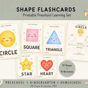 Shape Sorting Activity, Shape Sorting Worksheet, Shape Flashcards Printable, Preschool Shape Game, Kindergarten Homeschool Learning PDF