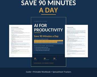 AI productivity system with 30 ChatGPT prompts, Excel trackers, workbook, time audit, and rollout plan