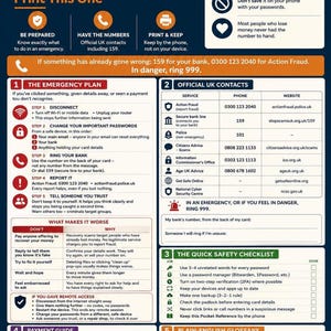 Cyber Checklist, UK Scam Response Guide with Official Contacts, Large Print PDF