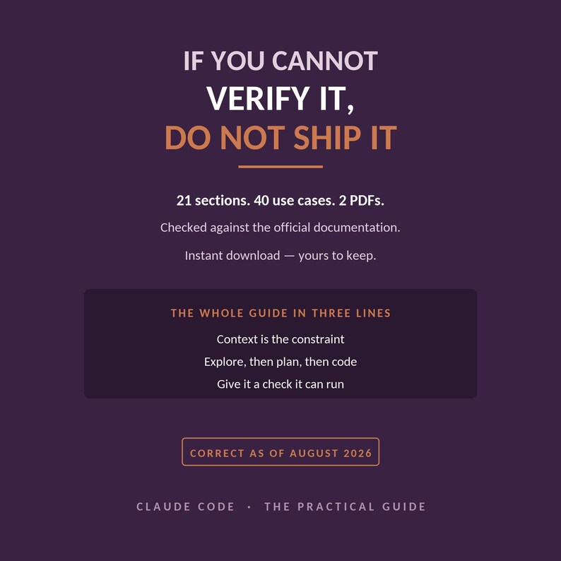 Summary graphic stating if you cannot verify it, do not ship it, along with key guide statistics and the whole guide summarized in three lines on a dark purple background.