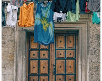 Laundry Day Fine Art Print Home or office Decor ; Vintage Look; Old World European Charm; Cobblestone Streets; Travel