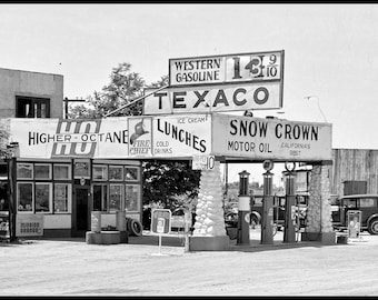 Texaco Station Petroliana Vintage Gas Station Gas Pumps Advertising Coca Cola 7up Grapes of Wrath