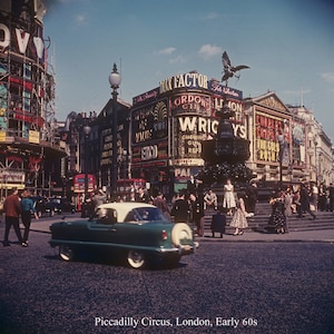 Piccadilly Circus in London, Early 60s Vintage Photo 10 x 10 Print image 3