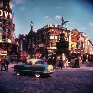 Piccadilly Circus in London, Early 60s Vintage Photo 10 x 10 Print image 2