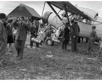 Vintage Crop Duster in Holland 1949, 12x8 Image with fashion, transportation