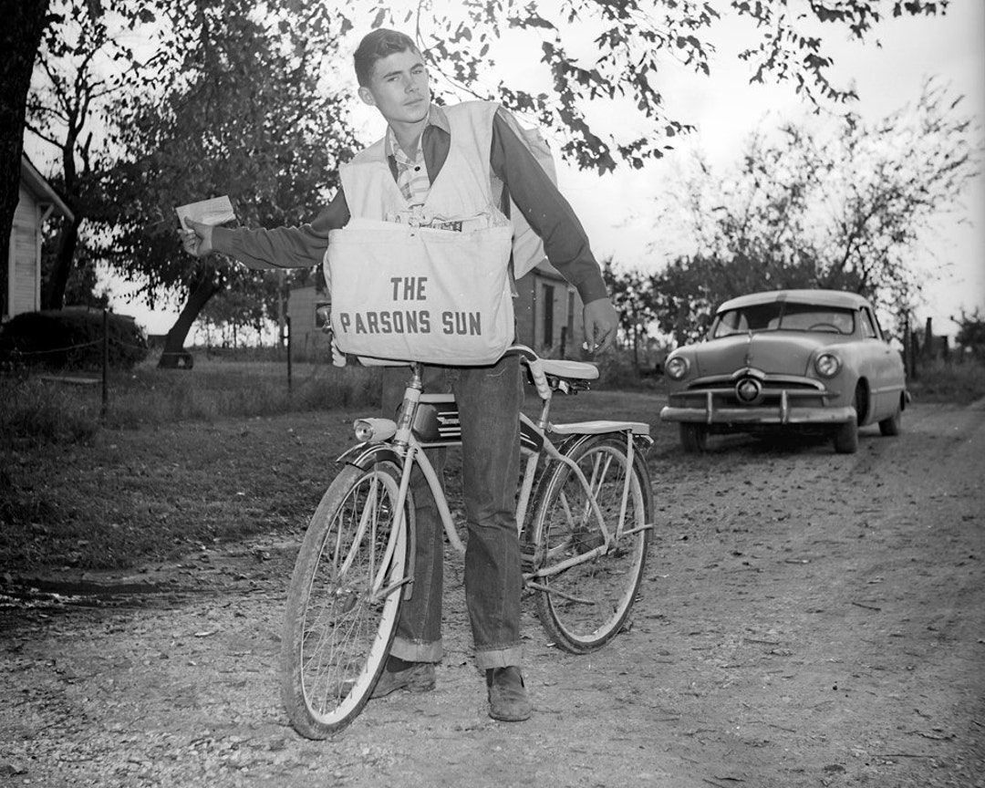 Paper Boy Delivers, Vintage Image From Original Negative 8x10 Hawthorne