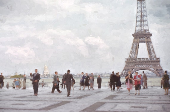 Paris Embarcadero Stroll, 1952 Paris Lovers Gift Eiffel Tower