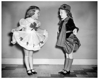 Vintage 1950s Image, St. Paddys Day Dancers, 10x8 from Original Negative
