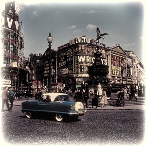 Piccadilly Circus in London, Early 60s Vintage Photo  10 x 10 Print