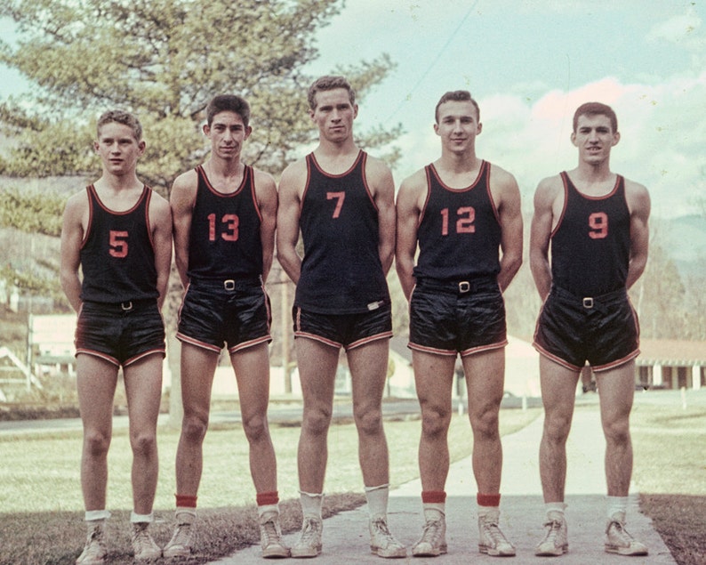1950s Boys Basketball Team, Vintage Photo from Original Negative 8x10 Short Shorts image 1