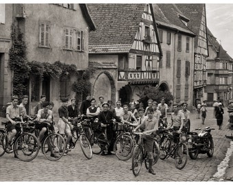 French Biker Gang Vintage Photograph from Original Negative 12x8