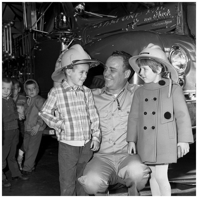 Friendly Fireman Gives Tour Vintage Photo: Kids Wear Fire - Etsy