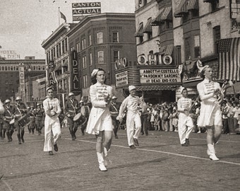 Canton Ohio 1940s Marching Band Downtown 12x8 History Original Negative Nostalgia