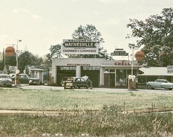 Waynesville North Carolina Vintage Gas Station Image Shell Station 1950s from Original Negative