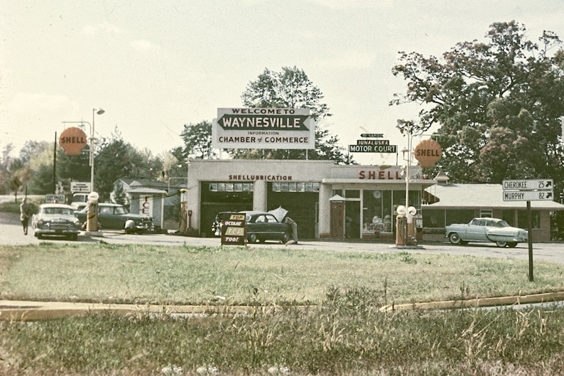 Waynesville North Carolina Vintage Gas Station Image Shell Station
