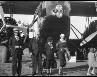 Vintage Photo: People on Beach in England with a Plane, Circa 1930