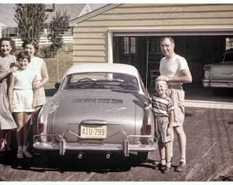 Vintage 1960s Image, Awkward Family Photo 12x8, fashion, Carmen Ghia, Suburbia