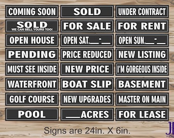 Real Estate Riders - White with Black Background- DOUBLE SIDED