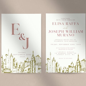 Ivory and Gold Cityscape Invitation