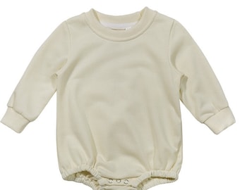 Polyester Sweatshirt Bubble Romper - Beige